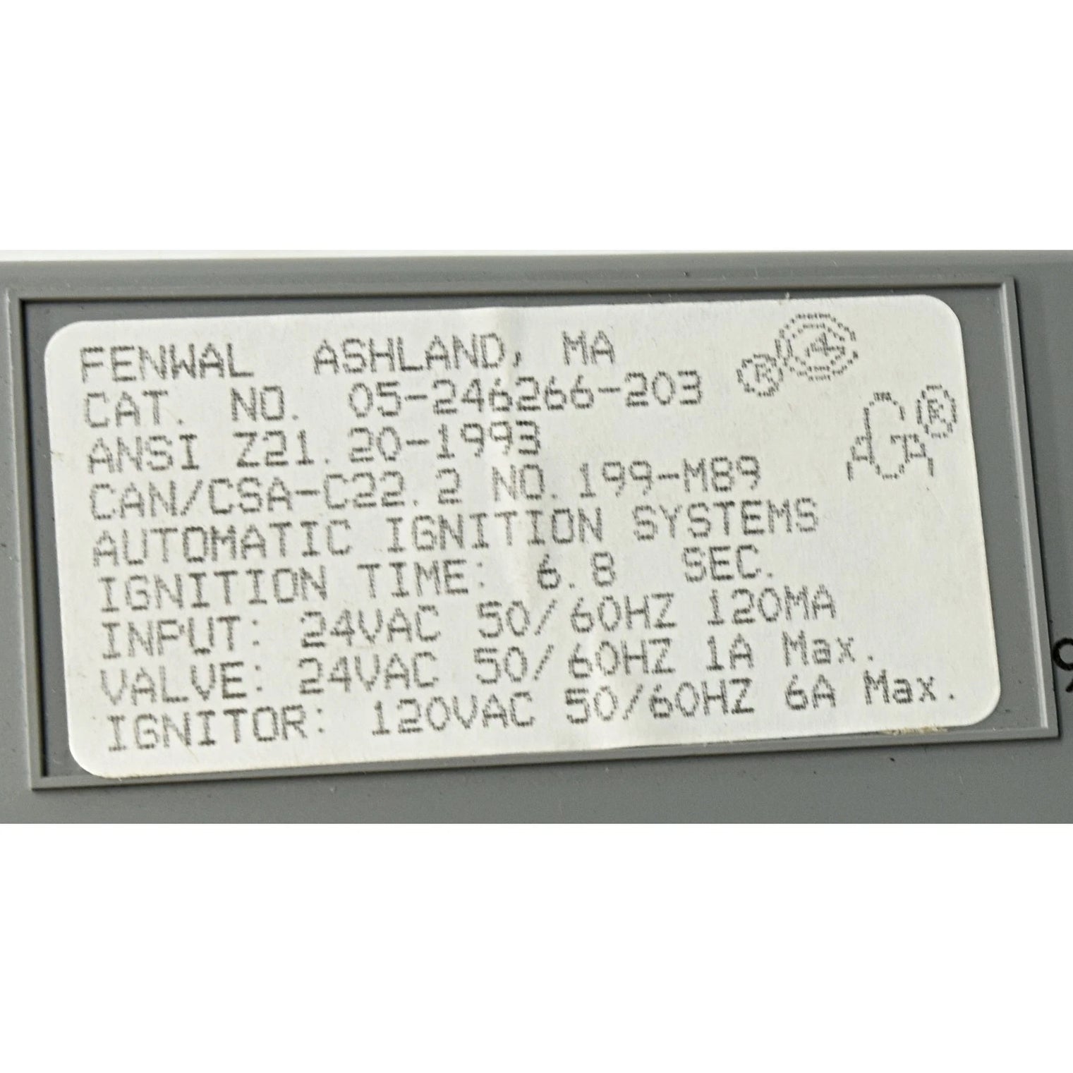 Kidde-Fenwal Controls 05-246266-203 24 VAC Ignition Control Module with 6.8 Second Ignition Timing
