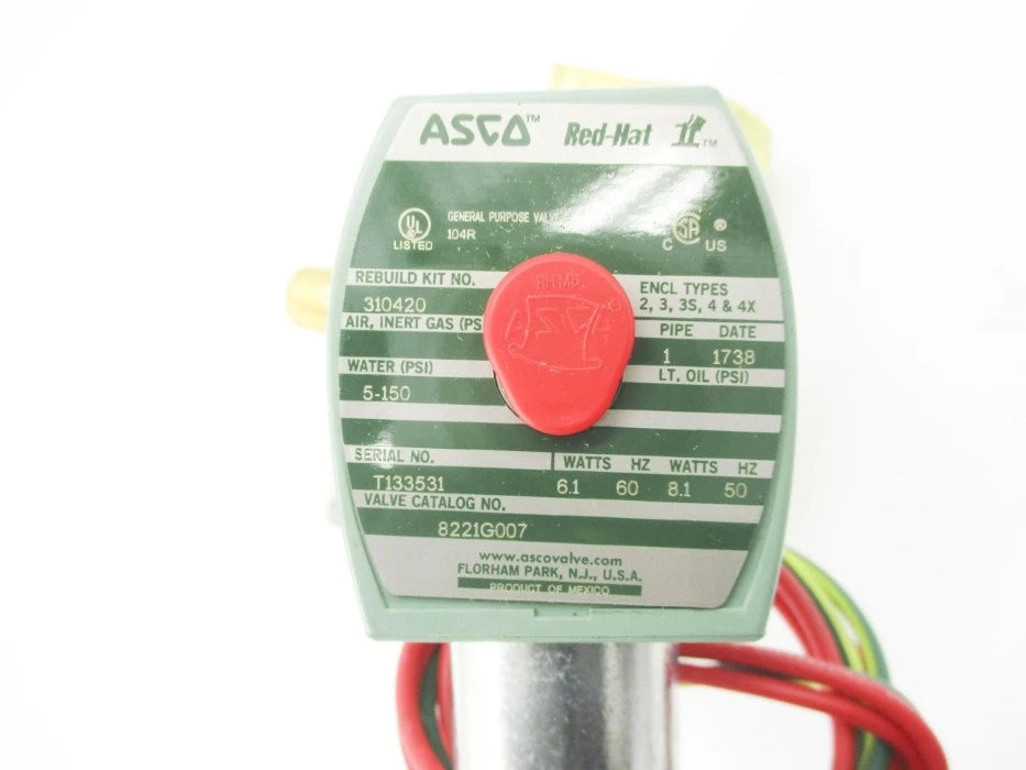 ASCO 8221G007 2-Way Normally Closed Slow-Closing 1 Inch NPT Solenoid Valve
