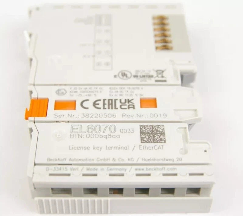 Beckhoff EL6070-0033 EtherCAT TwinCAT License-Key Terminal with 1 MB Memory