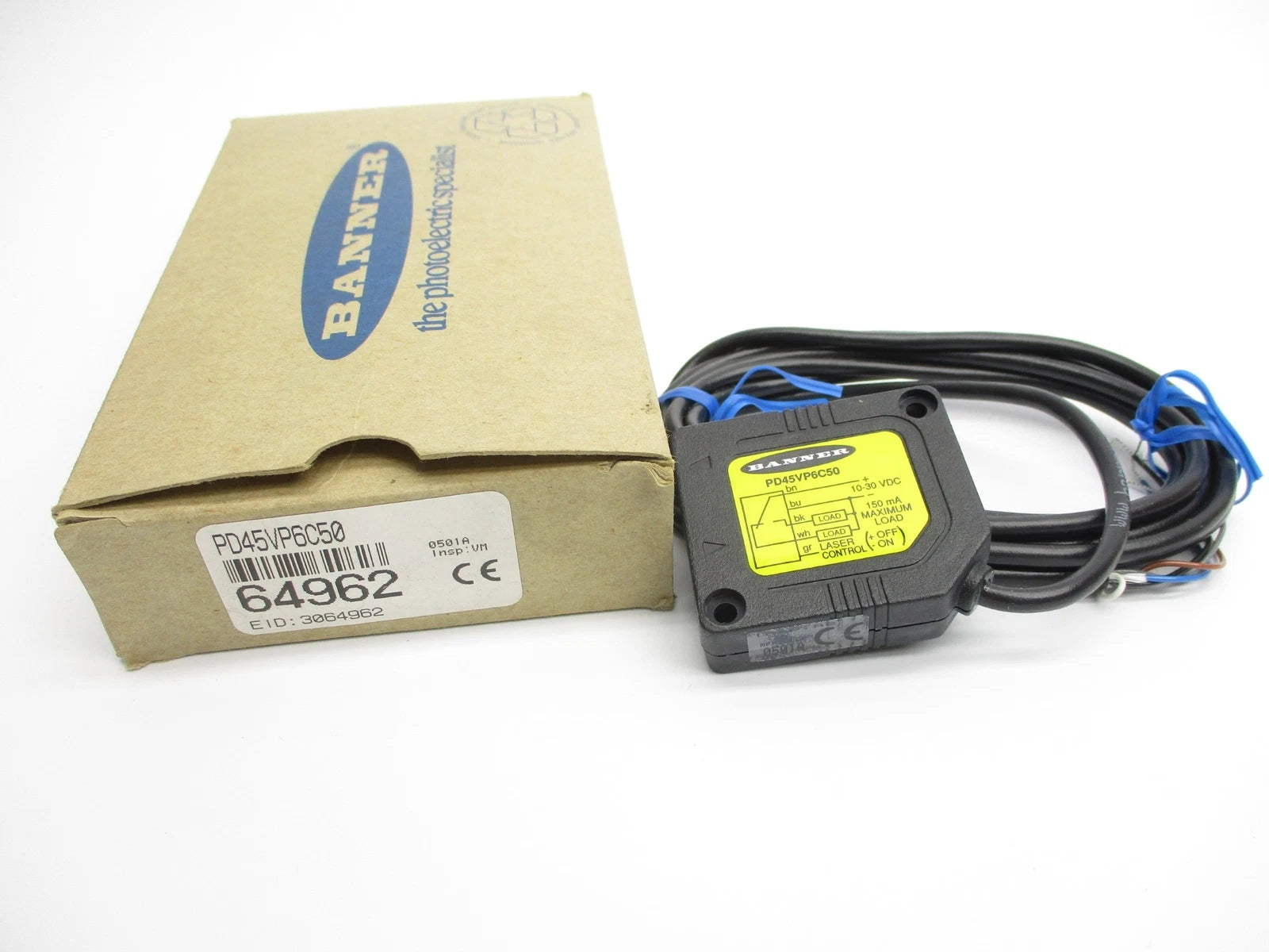 PD45VP6C50 | Banner Engineering Convergent Photoelectric Proximity Sensor, 50 mm, PNP Output