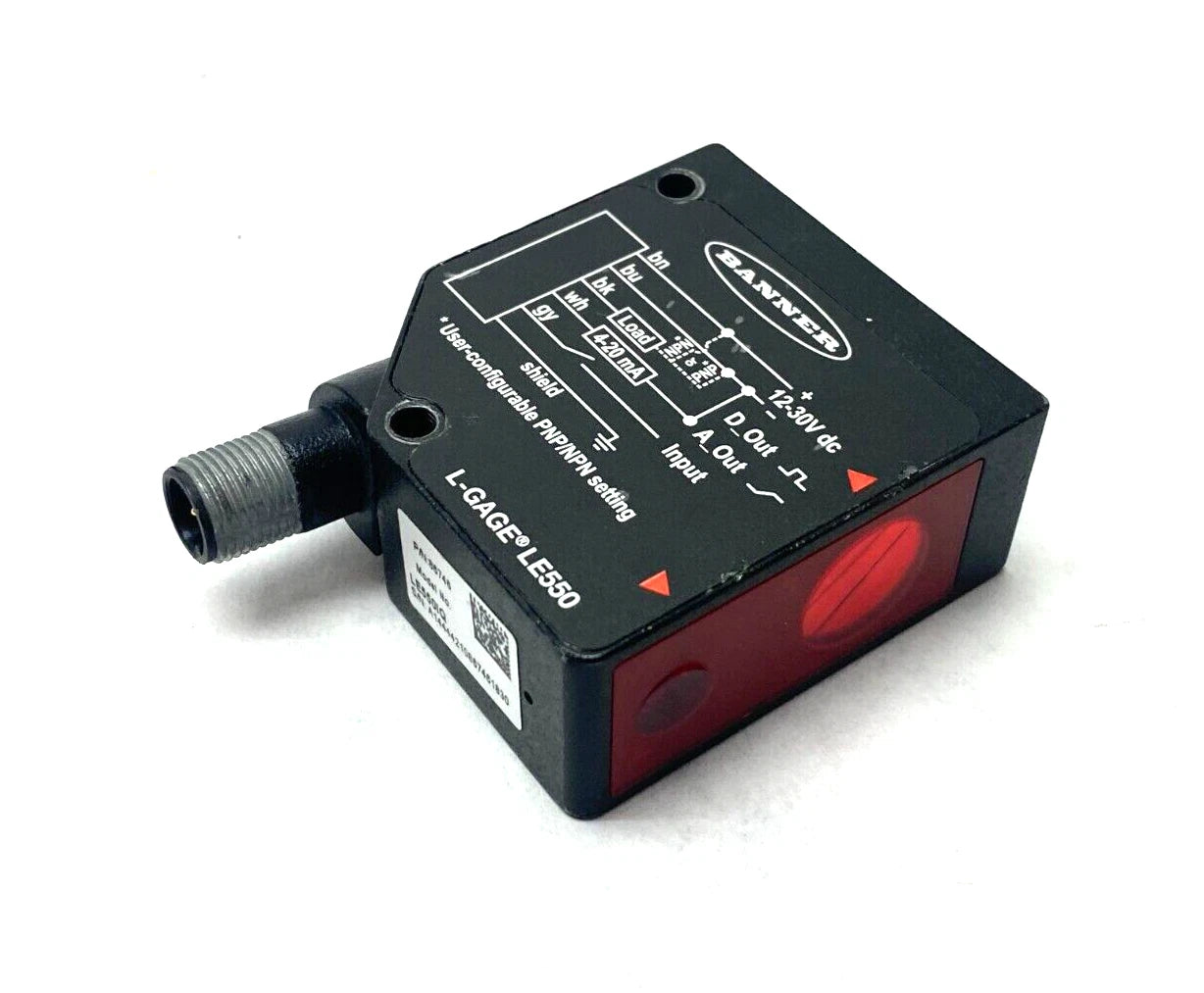 LE550IQ | Banner Engineering Laser Displacement Sensor 100–1000 mm, 4–20 mA Output