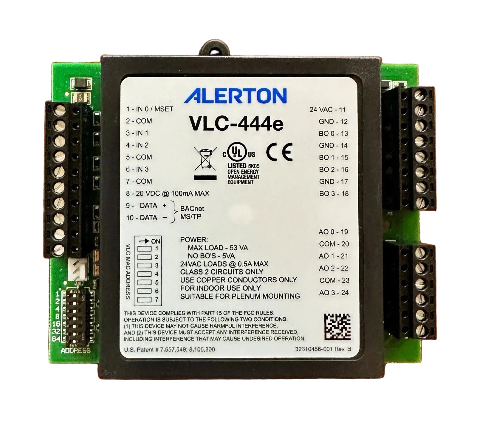 Alerton VLC-444E BACtalk VisualLogic BACnet Field Controller with 4 Universal Inputs and 4 Analog Outputs