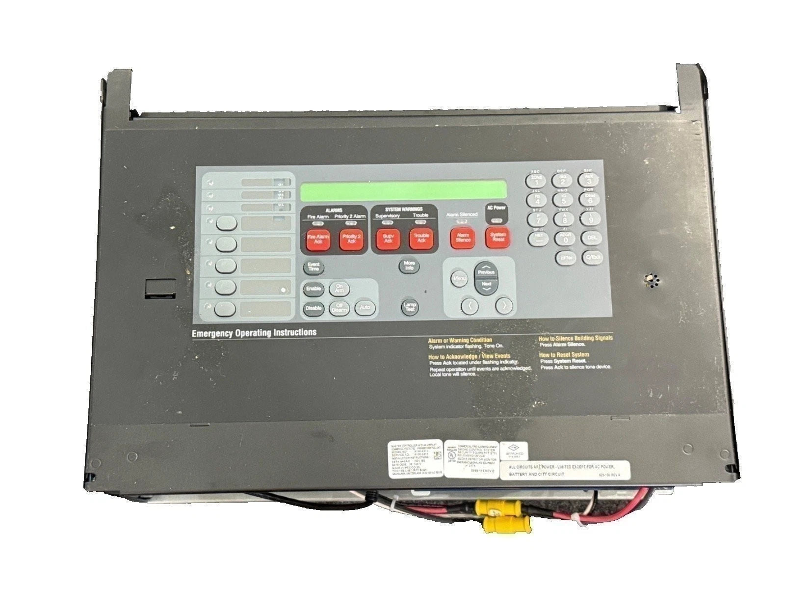 Autocall A100-9311 4100ES Fire Alarm Master Controller Assembly with 2 × 40 LCD Operator Interface