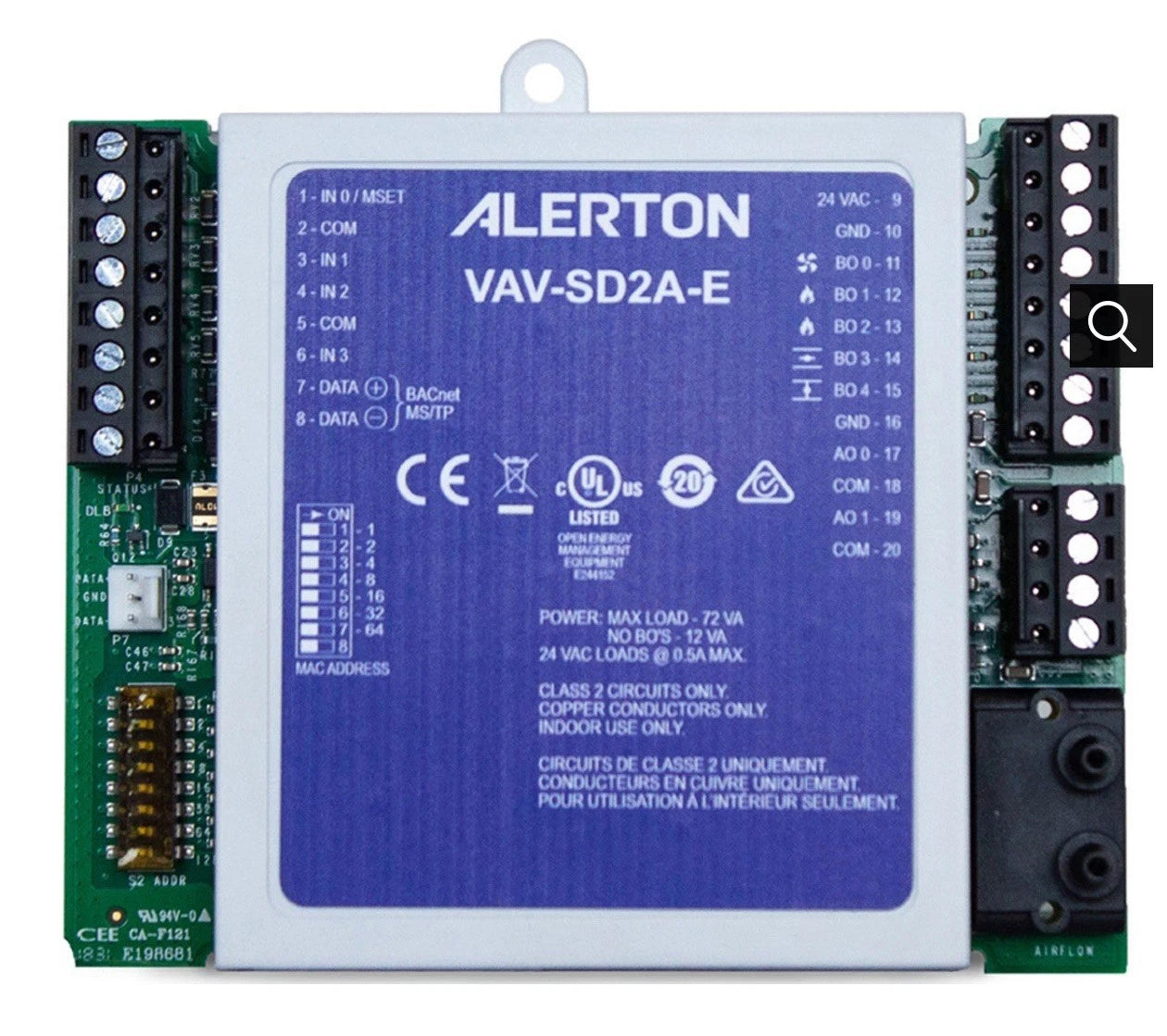Alerton VAV-SD2A-E VisualLogic BACnet Single-Duct Variable Air Volume Field Controller
