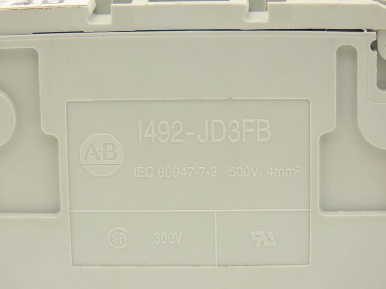 1492-JD3FB | Allen-Bradley two-level screw terminal block with feed-through and hinged fuse circuit