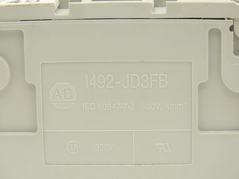 1492-JD3FB | Allen-Bradley two-level screw terminal block with feed-through and hinged fuse circuit