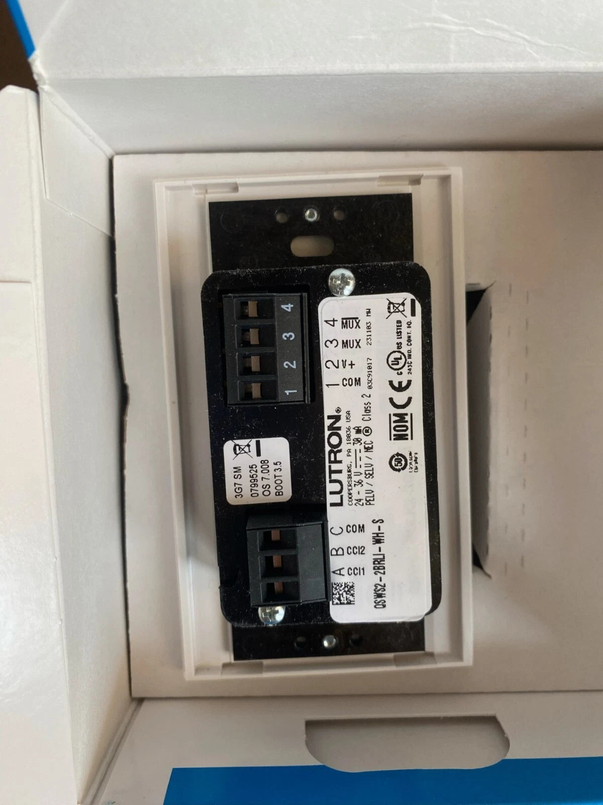 QSWS2-2BRLI-WH | Lutron QS 2-Button Raise/Lower Wallstation White