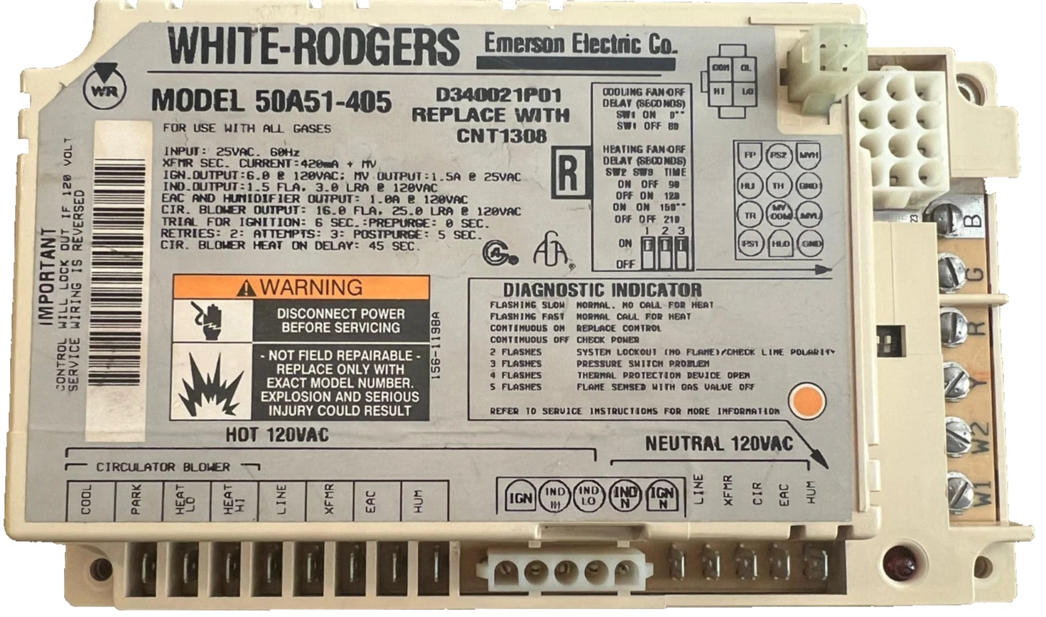 50A51-405 | White-Rodgers Furnace Control Board