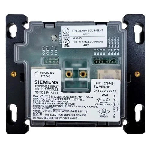 Siemens FDCIO422 4-Input 4-Output Addressable Interface Module