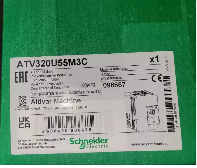 ATV320U55M3C | Schneider Electric Picture + 6 + 6 1  videos variable speed drive, Altivar Machine ATV320, 5.5kW, 200 to 240V, 3 phases, compact