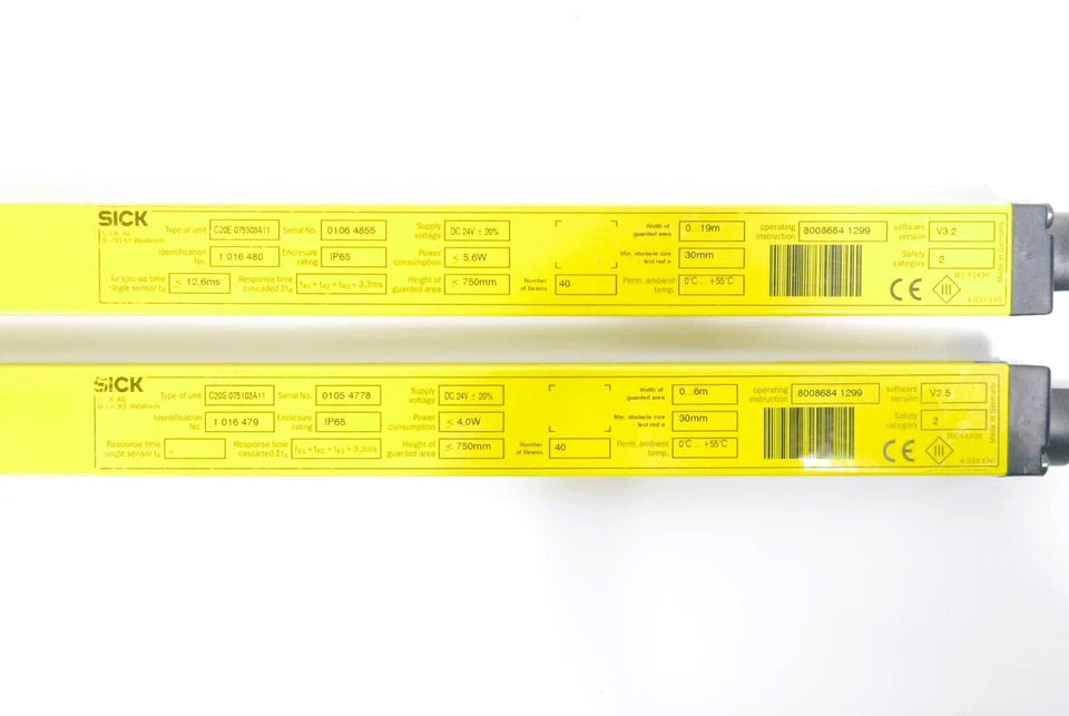 C20S-075103A11 | SICK Type 2 Safety Light Curtain Sender, 750 mm Height, 40 mm Resolution