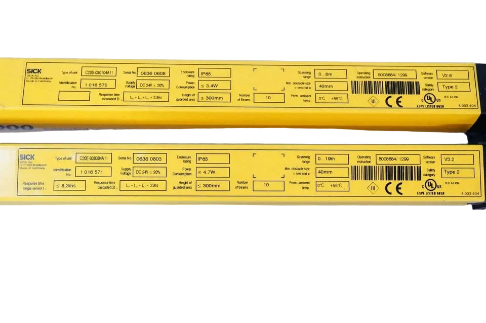 C20E-030304A11 | SICK Type 2 Safety Light Curtain Receiver, 300 mm Height, 40 mm Resolution