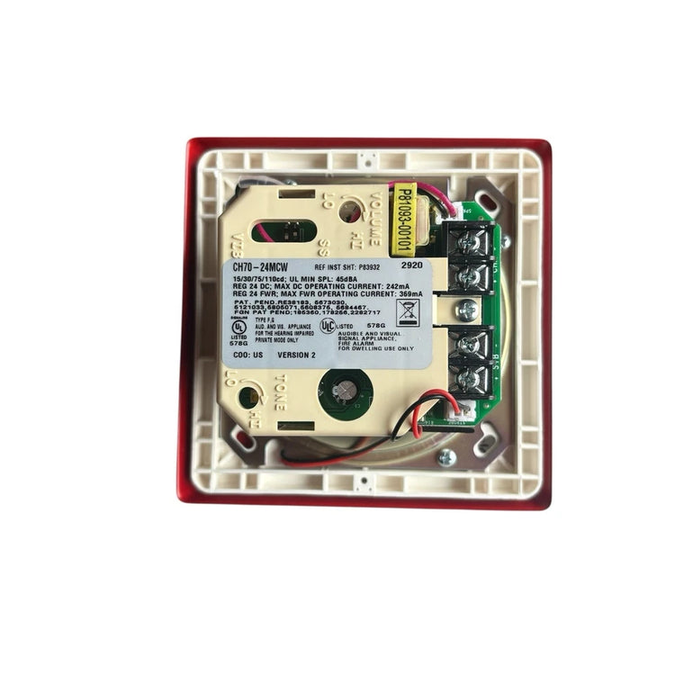 CH70-24MCW-FR | Eaton Wheelock Wall Chime Strobe Red FIRE 15-110cd