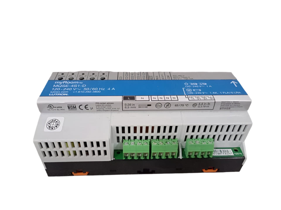 MQSE-4S1-D | Lutron HomeWorks QS 4-Output Switching Module, 120–240 V, Panel-Mount
