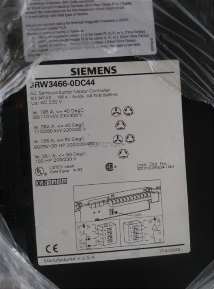 3RW3466-0DC44 | Siemens Electronic Motor Controller