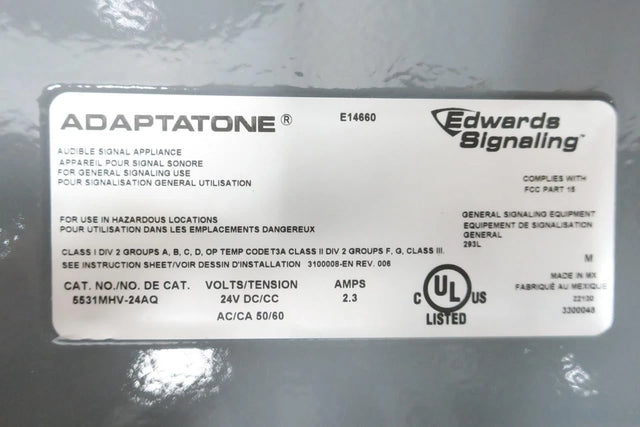 5531MHV-24AQ | Edwards Signaling Adaptatone Millennium Multi-Tone Signal, 24V AC/DC, 123 dB