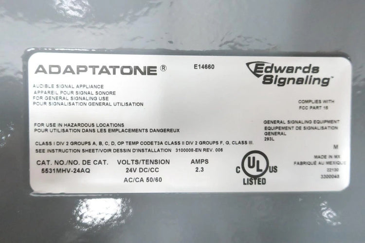 5531MHV-24AQ | Edwards Signaling Adaptatone Millennium Multi-Tone Signal, 24V AC/DC, 123 dB