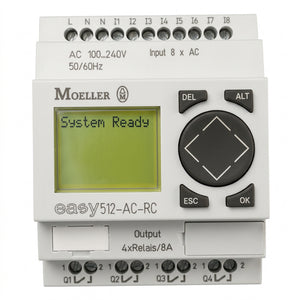 Eaton EASY512-AC-RC easy500 Programmable Smart Relay 110–240VAC with 8 Inputs, 4 Outputs and LCD