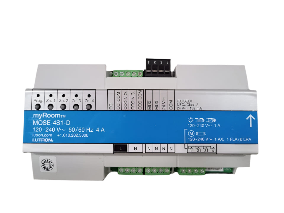 MQSE-4S1-D | Lutron HomeWorks QS 4-Output Switching Module, 120–240 V, Panel-Mount