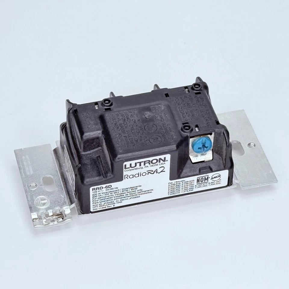 RRD-6D-WH | Lutron RadioRA2 dimmer for incandescent/MLV loads, 120 V, 600 W, white gloss finish