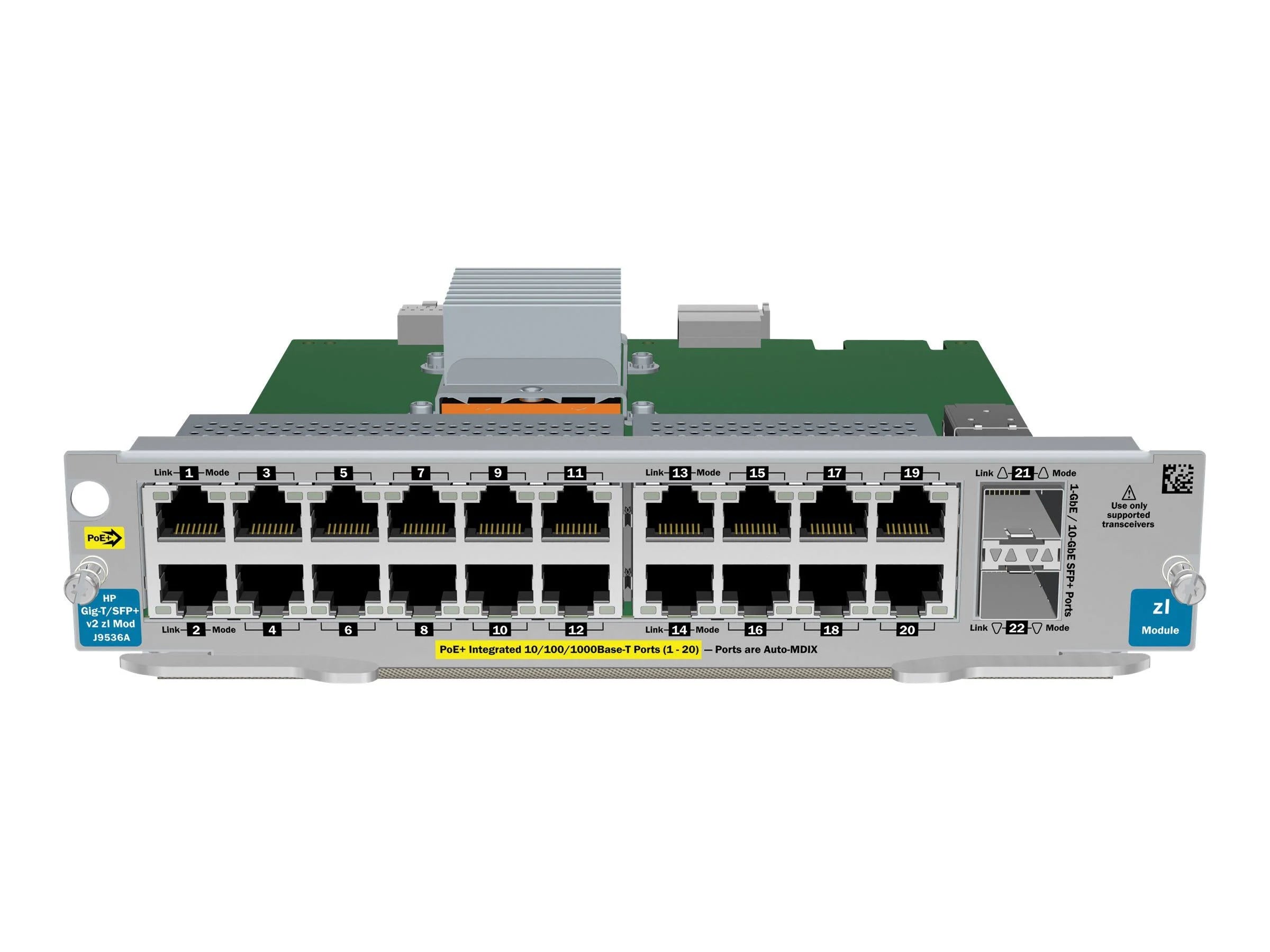 J9536A | HP Networking 20-Port GIG-T PoE+ 2-Port SFP+ V2 ZL Expansion Module