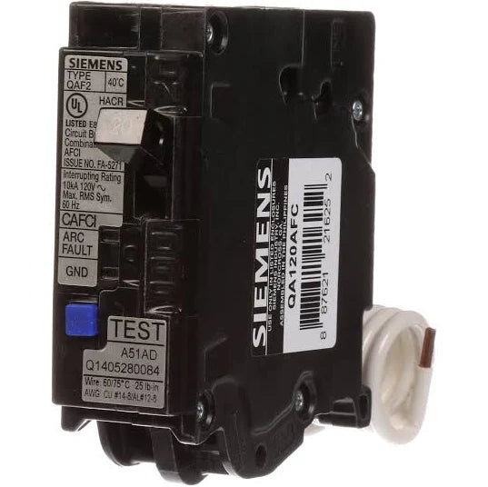 QA120AFC | Siemens 20-Amp Single Pole 120-volt Plug-On Combination AFCI Breaker