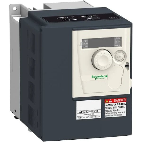 ATV312H075N4 | Schneider Electric Drive, 3-Phase, 480VAC, 2.3A, 1HP, 0.75kW, IP20, Altivar 312