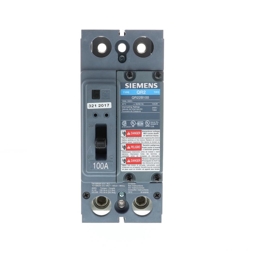 QR22B100L | Siemens 2-Pole 100A 240V Molded Case Circuit Breaker