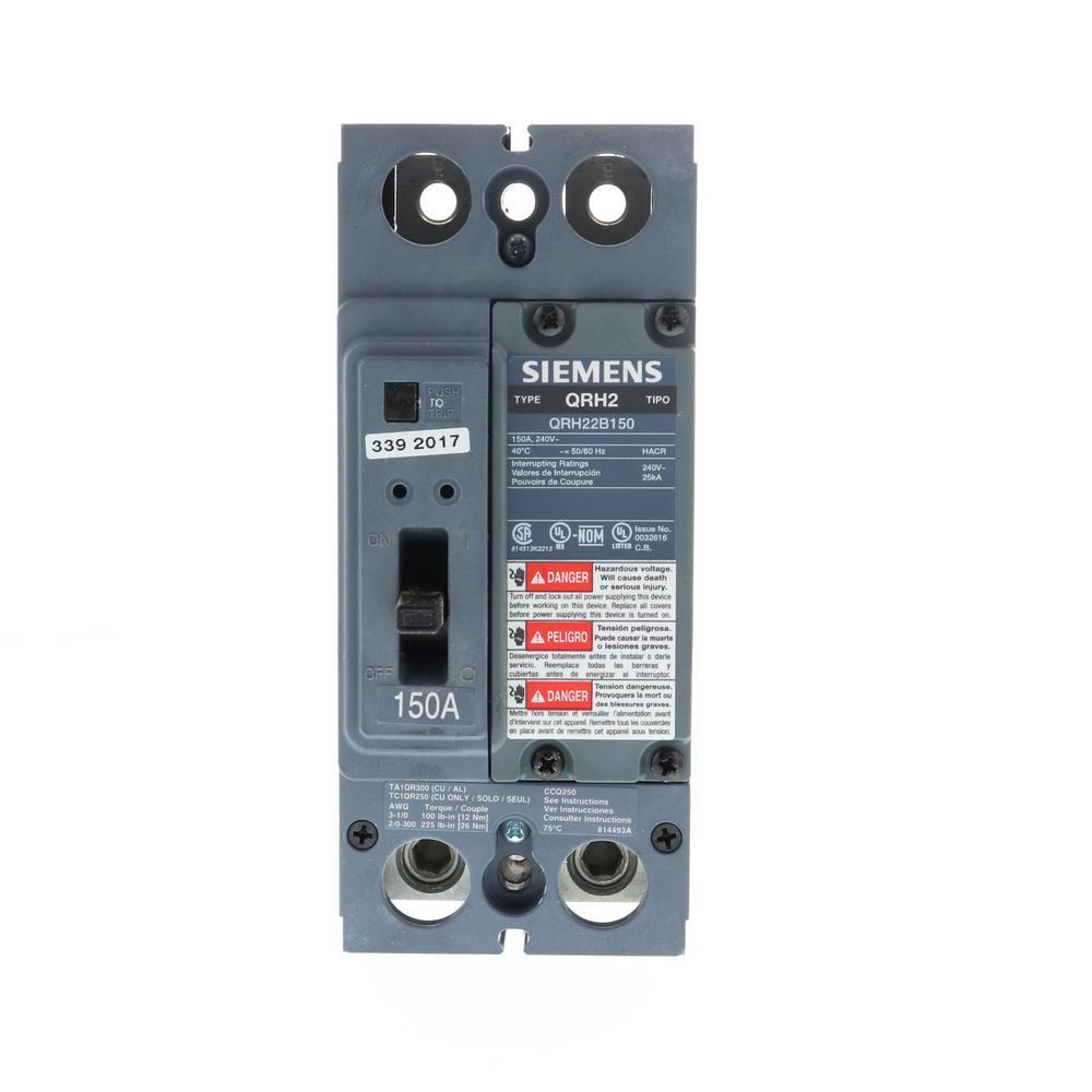 QRH22B150 | Siemens QR Series 150A 2-Pole Molded Case Circuit Breaker, 240V