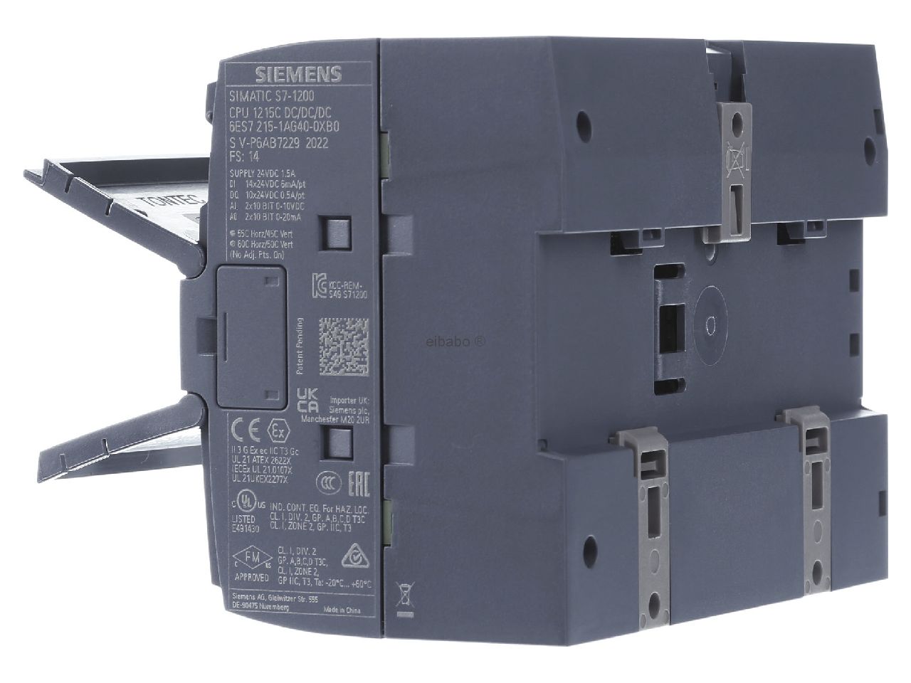 Siemens 6ES7215-1AG40-0XB0 Compact PLC Controller, SIMATIC S7-1200 CPU1215C, 28 I/O, Dual PROFINET