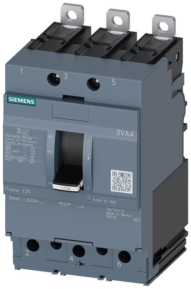 3VA4112-4ED34-0AA0 | Siemens Molded Case Circuit Breaker 125A, 600V, 3-Pole, 25kA@480V