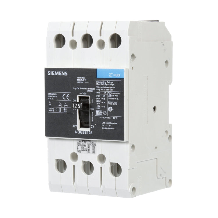 NGG3B125L | Siemens 125A 3-Pole 600V VL Series Molded Case Circuit Breaker