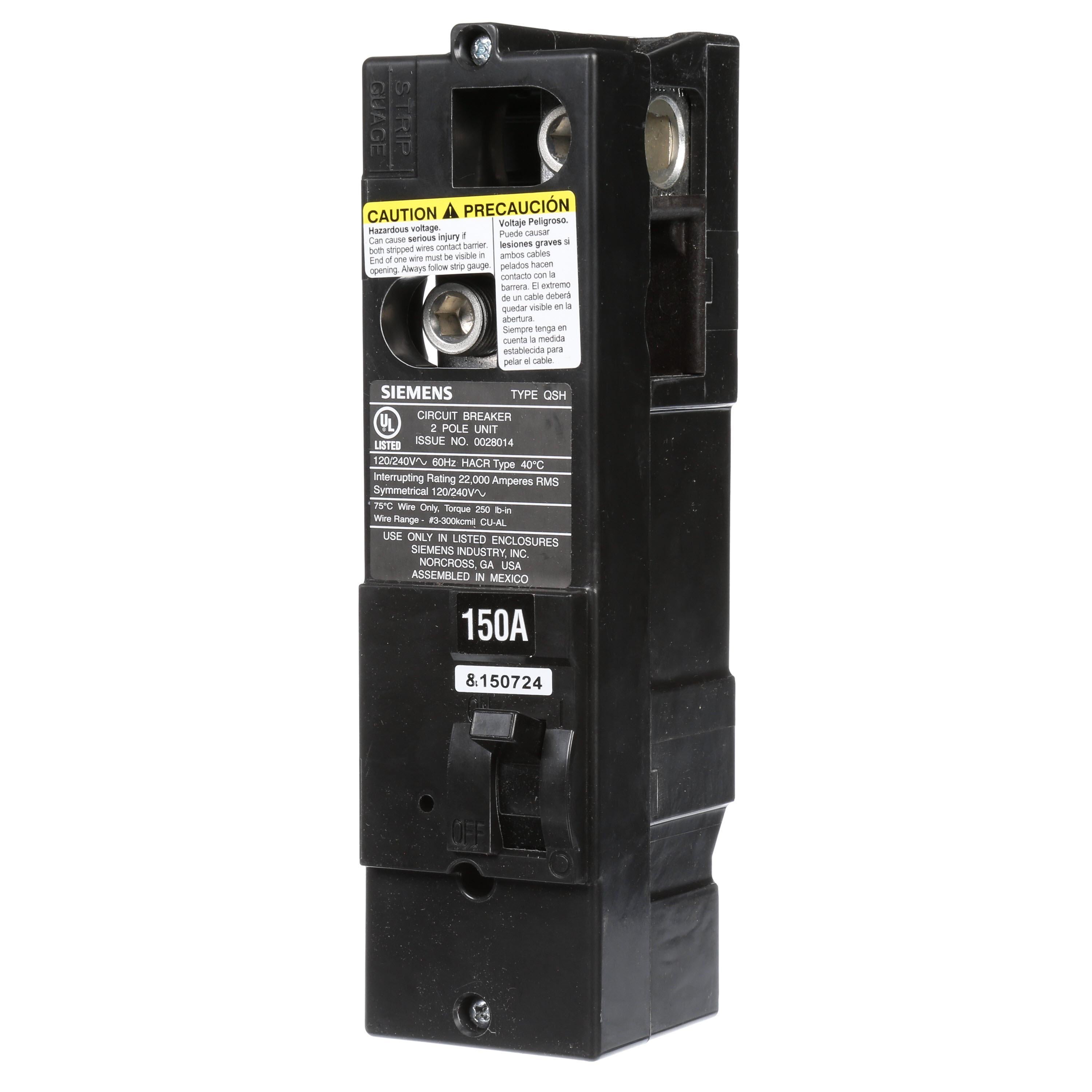 QS2150H | Siemens 150A 2-Pole 120/240V Thermal Magnetic Molded Case Circuit Breaker
