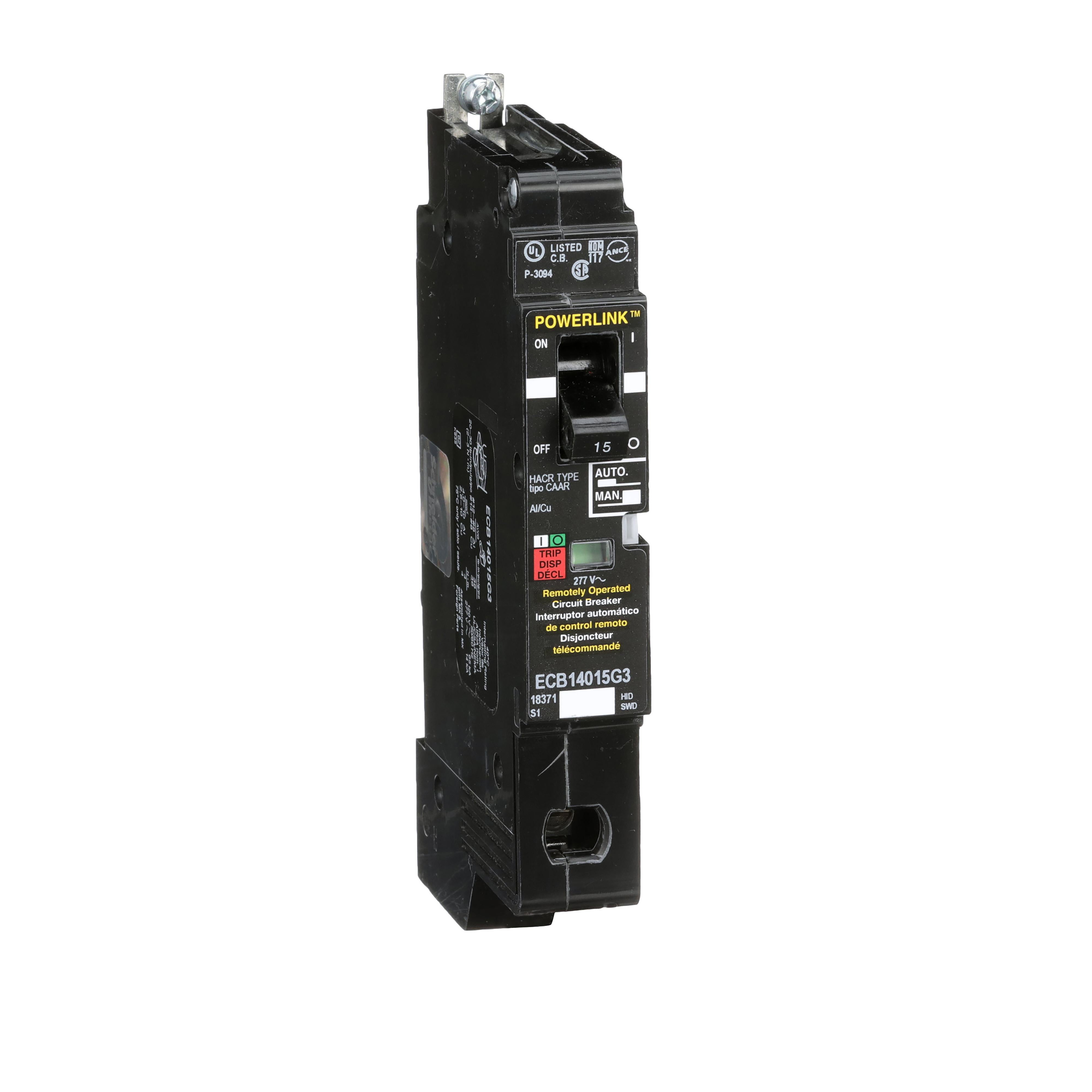 ECB14015G3 | Square D 15A 1-Pole 277/480V Powerlink Bolt-On Thermal Magnetic Circuit Breaker