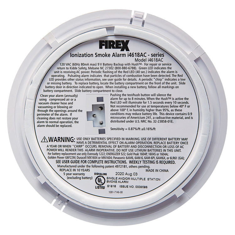 Kidde i4618AC Firex Hardwired Smoke Alarm with Battery Backup